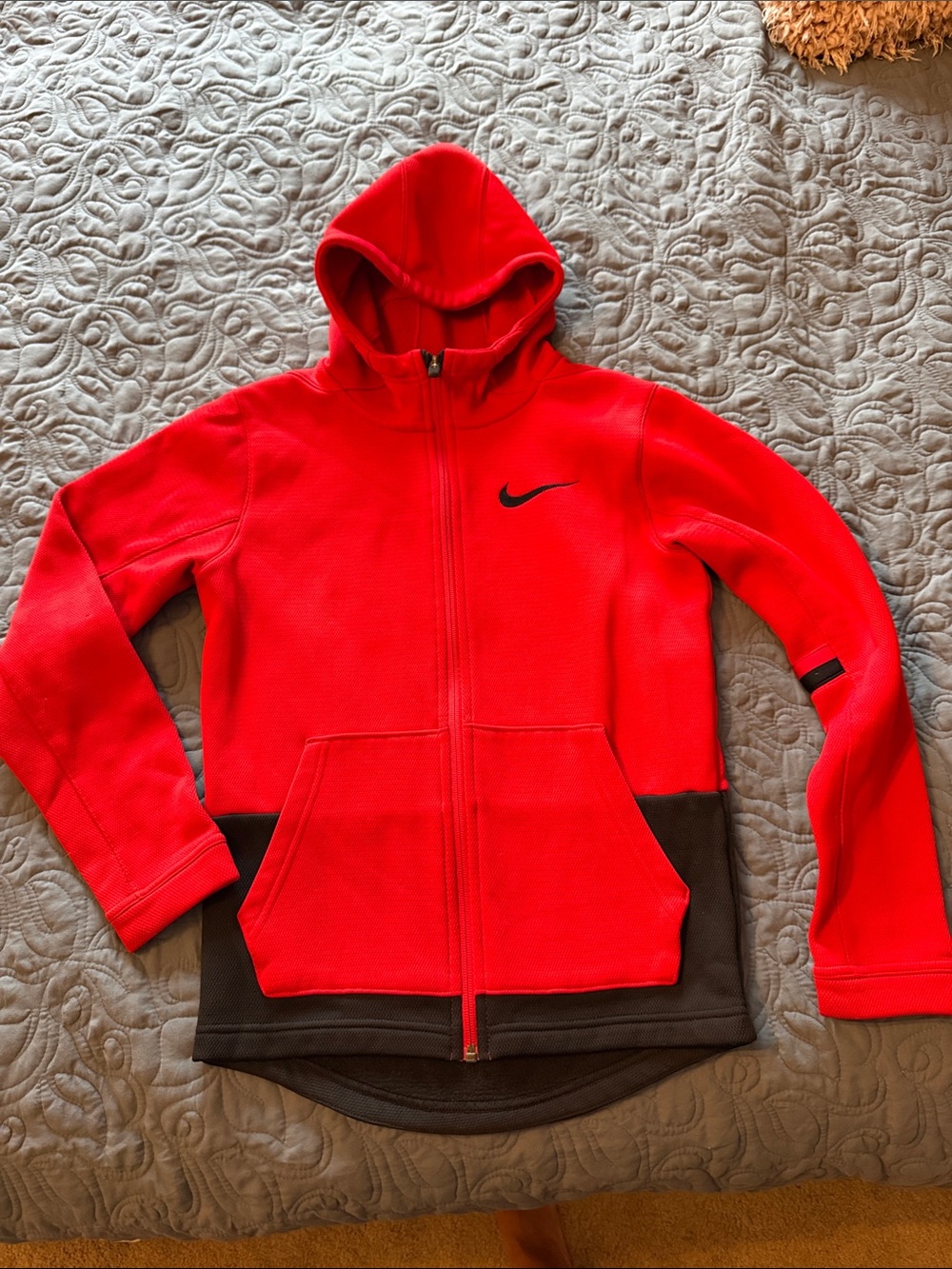 Nike Red Hooded Full-Zip Jacket with Black Accent